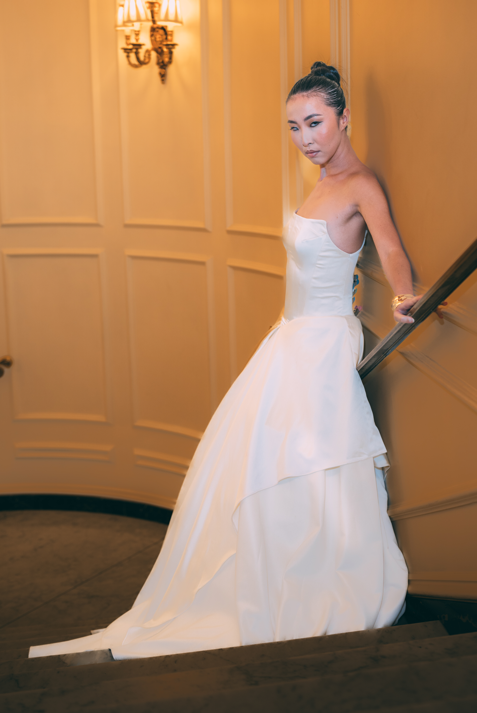 Asymmetric Trim A-line Wedding Dress