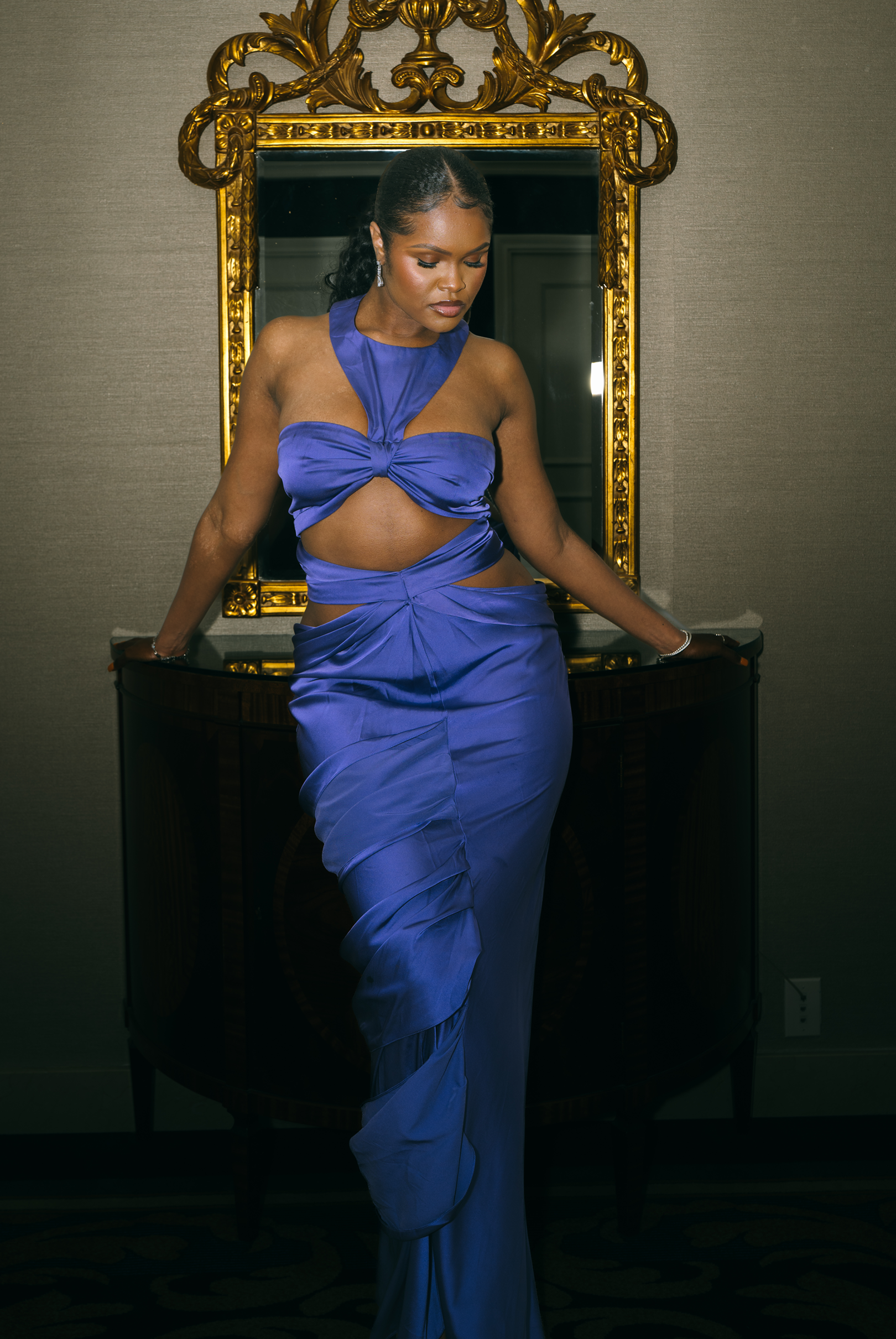 Violet Purple Cut-out Halter Dress