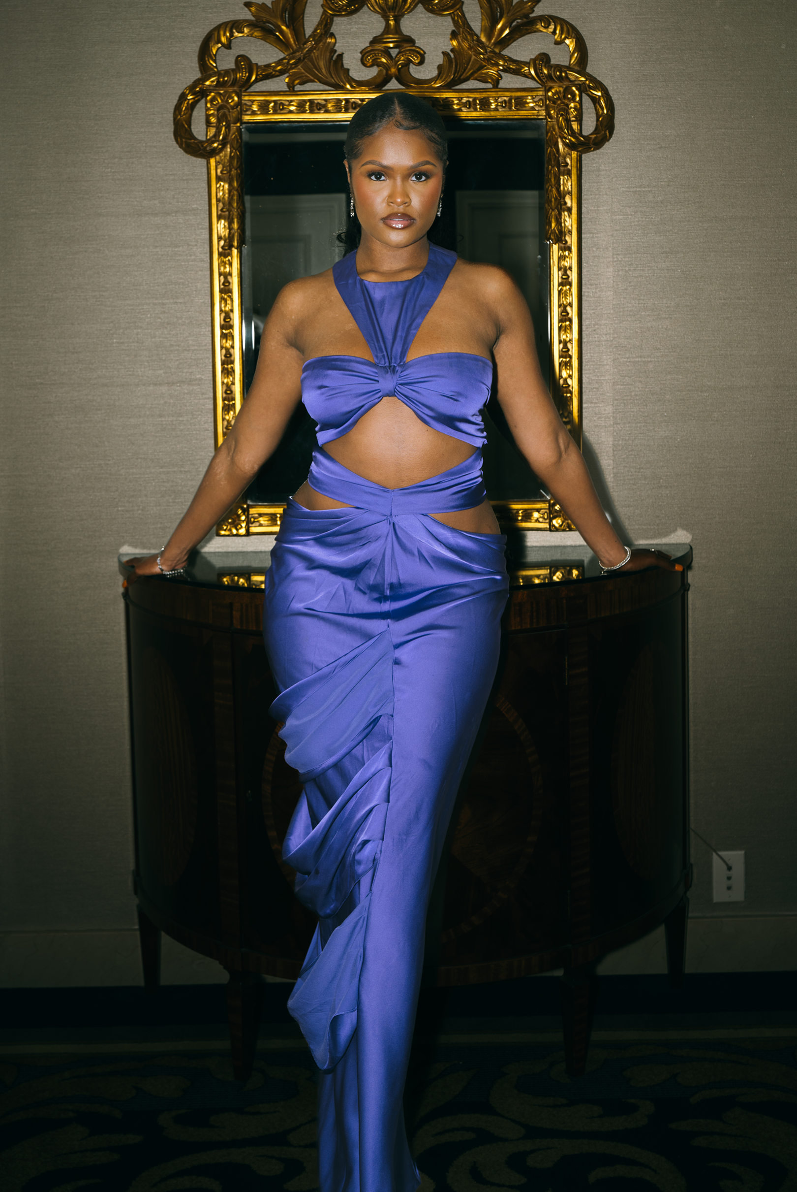 Violet Purple Cut-out Halter Dress