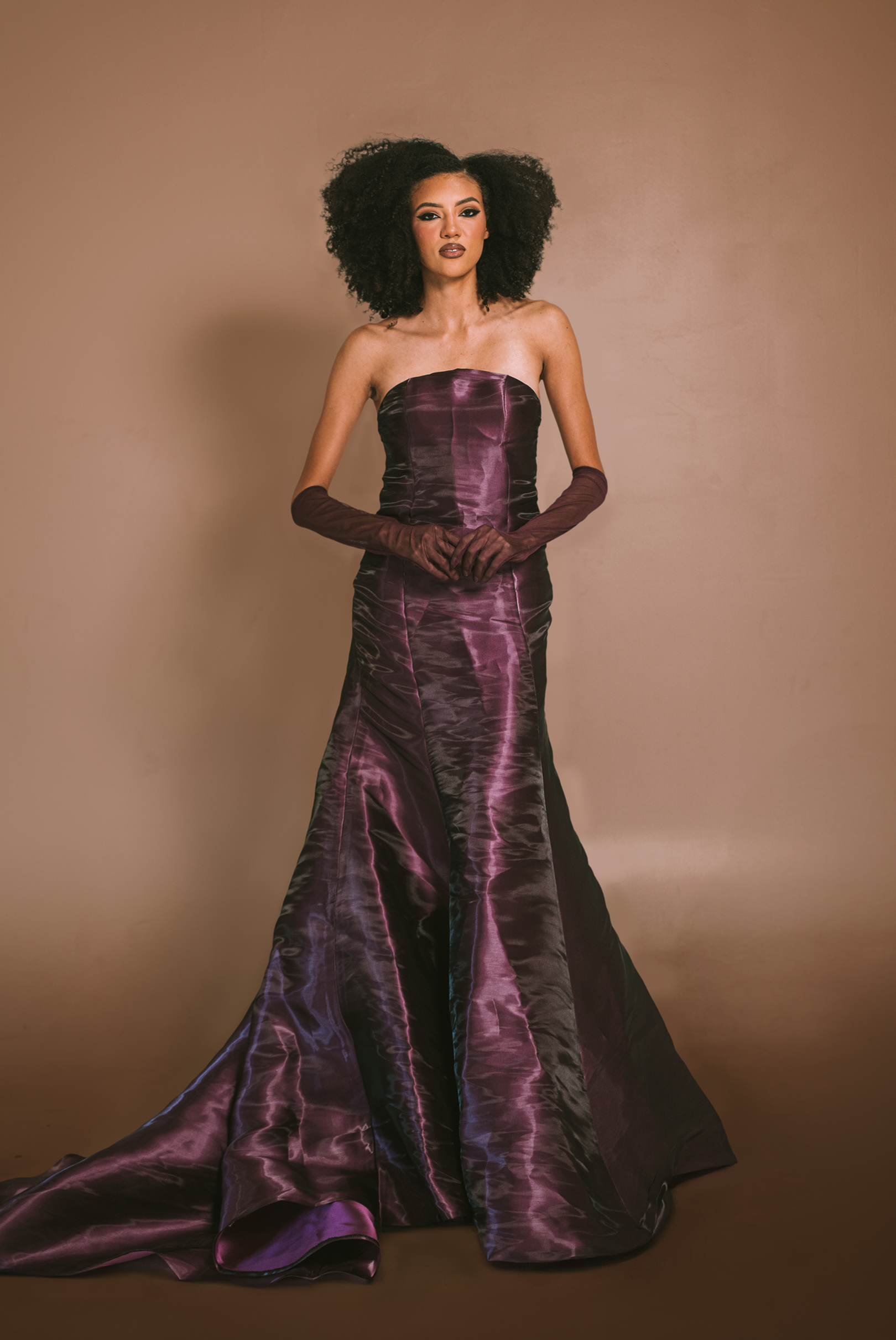 Purple Strapless A-line Dress