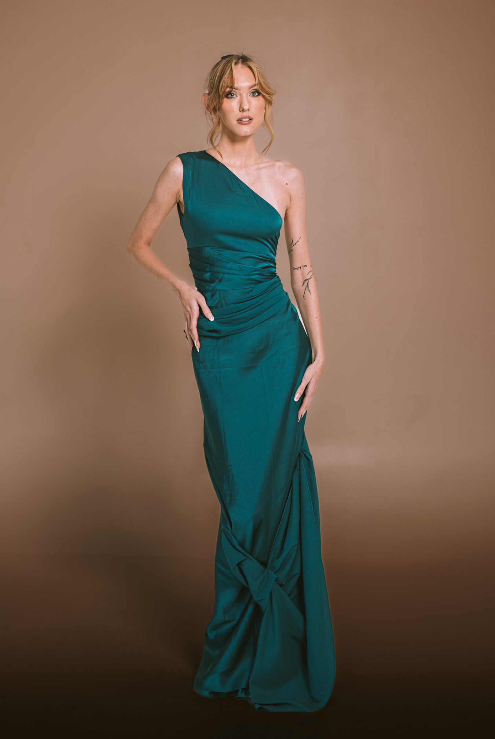 Teal One Shoulder Dress