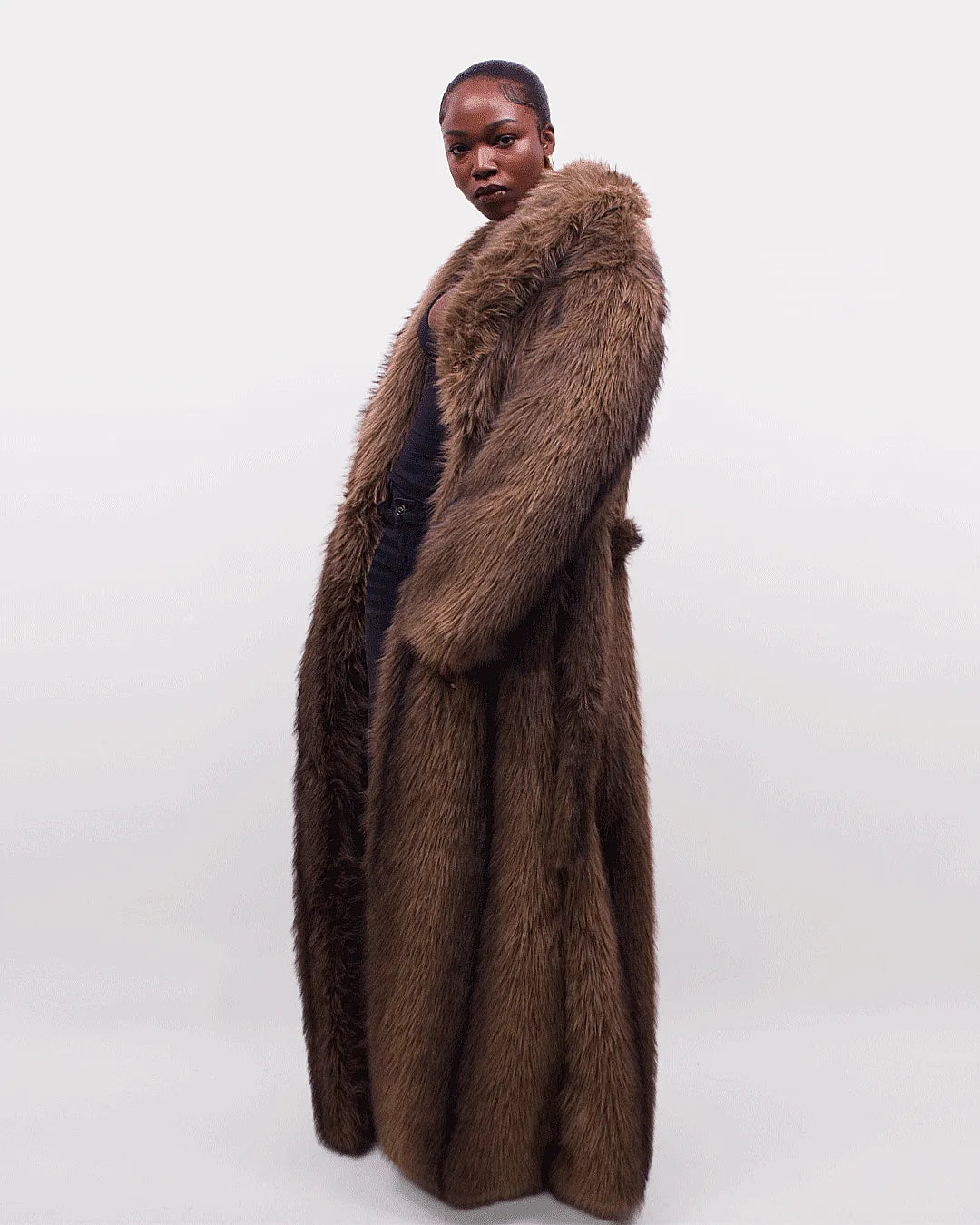 Brown Faux Fur Maxi Coat
