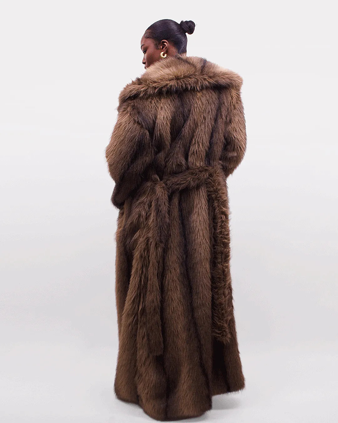 Brown Faux Fur Maxi Coat