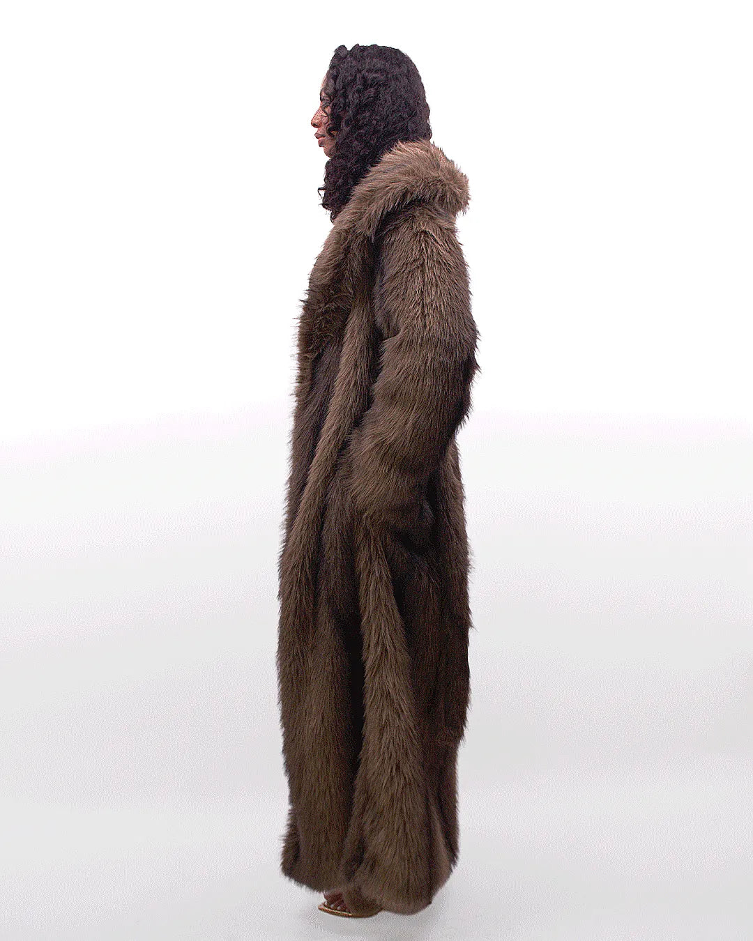 Brown Faux Fur Maxi Coat