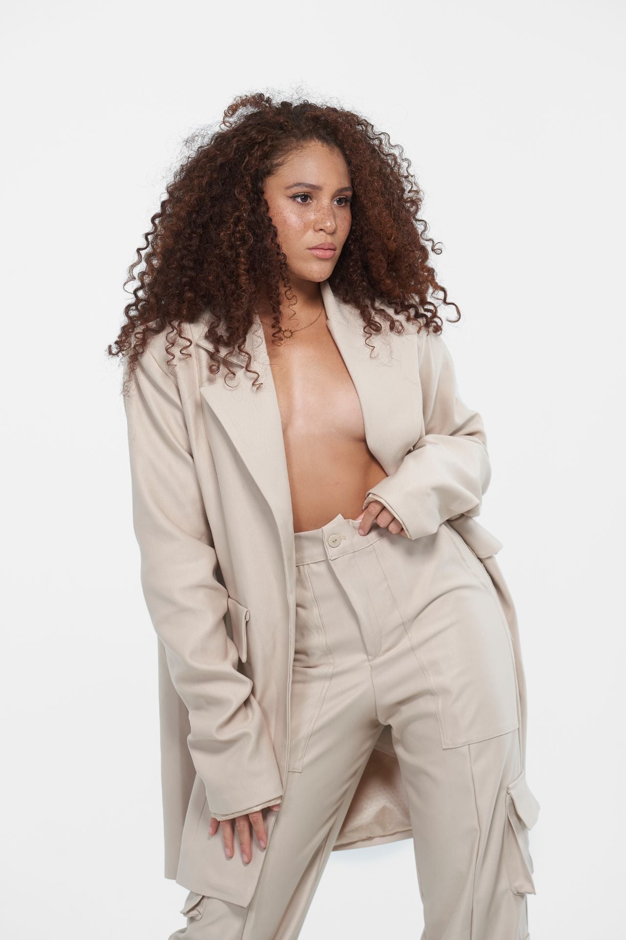 Beige Oversized Boyfriend Blazer