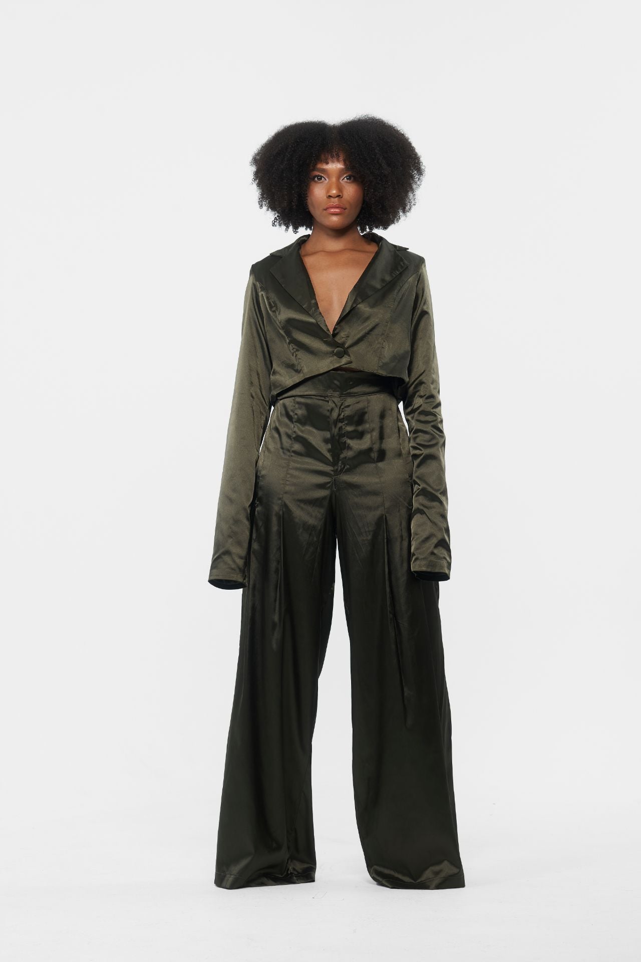 Dark Olive Silk Pants