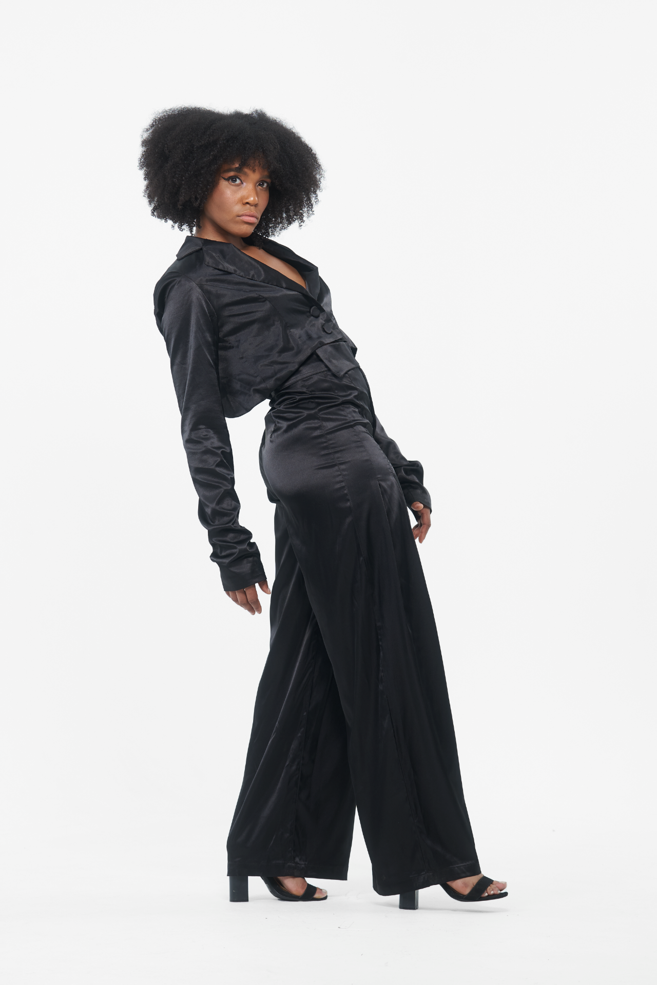 Black Silk Short Blazer