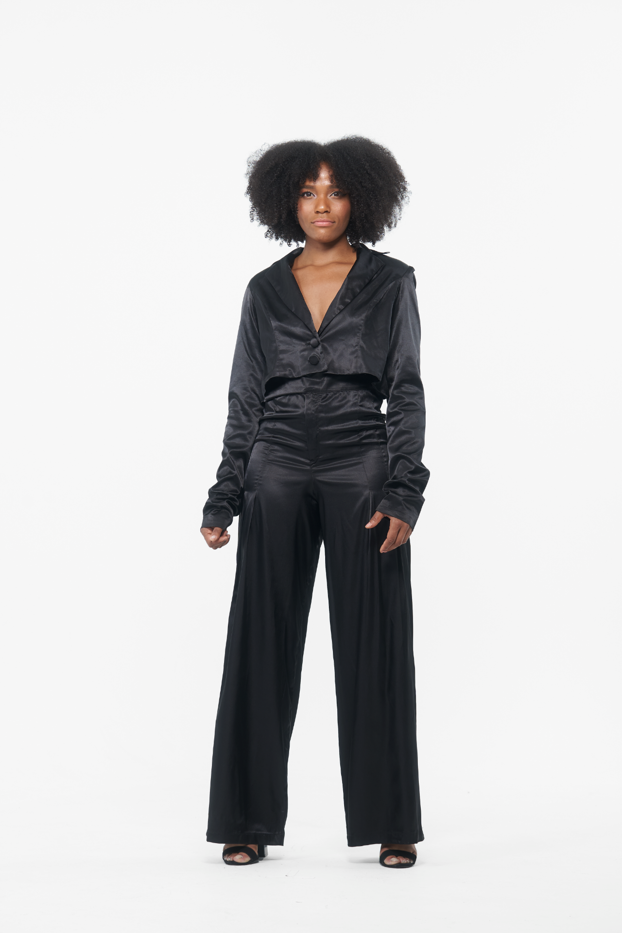 Black Silk Short Blazer